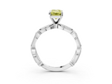 White gold Fancy Yellow Emerald  Solitaire Milgrain Diamond Engagement Ring with Bezel and Marquise Band_69