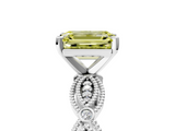 White gold Fancy Yellow Emerald  Solitaire Milgrain Diamond Engagement Ring with Bezel and Marquise Band_71