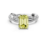 White gold Fancy Yellow Emerald  Solitaire Milgrain Diamond Engagement Ring with Bezel and Marquise Band_71