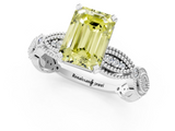 White gold Fancy Yellow Emerald  Solitaire Milgrain Diamond Engagement Ring with Bezel and Marquise Band_72