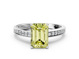 White gold Fancy Yellow Emerald  Solitaire Pavé Band Prong Setting Ring_20