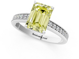White gold Fancy Yellow Emerald  Solitaire Pavé Band Prong Setting Ring_21