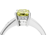 White gold Fancy Yellow Emerald  Solitaire Pavé Band Prong Setting Ring_24