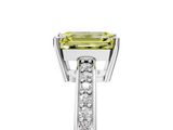 White gold Fancy Yellow Emerald  Solitaire Pavé Band Prong Setting Ring_25