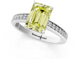White gold Fancy Yellow Emerald  Solitaire Pavé Band Prong Setting Ring_50