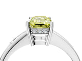 White gold Fancy Yellow Emerald  Solitaire Pavé Band Prong Setting Ring_53