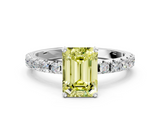 White gold Fancy Yellow Emerald  Solitaire Pavé Band with Four-Prong Setting_144