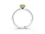 White gold Fancy Yellow Emerald  Solitaire Pavé Band with Four-Prong Setting_147
