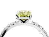 White gold Fancy Yellow Emerald  Solitaire Pavé Band with Four-Prong Setting_148