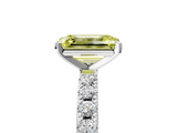 White gold Fancy Yellow Emerald  Solitaire Pavé Band with Four-Prong Setting_149