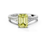 White gold Fancy Yellow Emerald  Solitaire Pavé Band with Four-Prong Setting_59