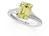 White gold Fancy Yellow Emerald  Solitaire Pavé Band with Four-Prong Setting_60