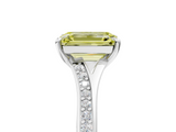White gold Fancy Yellow Emerald  Solitaire Pavé Band with Four-Prong Setting_64