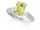 White gold Fancy Yellow Emerald  Solitaire Pavé Diamond Engagement Ring with Four-Prong Setting_194