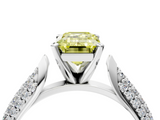 White gold Fancy Yellow Emerald  Solitaire Pavé Diamond Engagement Ring with Four-Prong Setting_197
