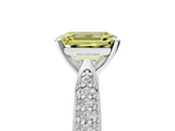 White gold Fancy Yellow Emerald  Solitaire Pavé Diamond Engagement Ring with Four-Prong Setting_197
