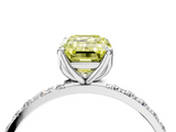 White gold Fancy Yellow Emerald  Solitaire Pavé Diamond Engagement Ring with Four-Prong Setting_44