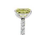White gold Fancy Yellow Emerald  Solitaire Pavé Diamond Engagement Ring with Four-Prong Setting_45