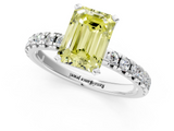 White gold Fancy Yellow Emerald  Solitaire Pave Diamond Engagement Ring with Four-Prong Setting_348