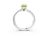 White gold Fancy Yellow Emerald  Solitaire Pave Diamond Engagement Ring with Four-Prong Setting_350