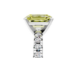White gold Fancy Yellow Emerald  Solitaire Pave Diamond Engagement Ring with Four-Prong Setting_350