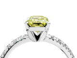 White gold Fancy Yellow Emerald  Solitaire Pave Diamond Engagement Ring with Four-Prong Setting_351