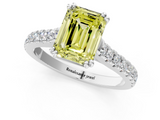 White gold Fancy Yellow Emerald  Solitaire Pave Diamond Engagement Ring with Prong Setting_21