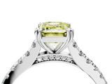 White gold Fancy Yellow Emerald  Solitaire Pave Diamond Engagement Ring with Prong Setting_24