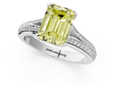 White gold Fancy Yellow Emerald  Solitaire Pave Split Shank Engagement Ring with Six-Prong Setting_38