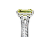 White gold Fancy Yellow Emerald  Solitaire Pave Split Shank Engagement Ring with Six-Prong Setting_42