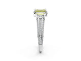 White gold Fancy Yellow Emerald  Solitaire Pave Split Shank Ring with Four-Prong Setting_113