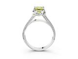 White gold Fancy Yellow Emerald  Solitaire Pave Split Shank Ring with Four-Prong Setting_114