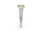 White gold Fancy Yellow Emerald  Solitaire Pave Split Shank Ring with Four-Prong Setting_125