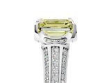 White gold Fancy Yellow Emerald  Solitaire Pave Split Shank Ring with Four-Prong Setting_128