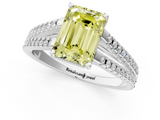 White gold Fancy Yellow Emerald  Solitaire Split Shank Pavé Diamond Engagement Ring_439