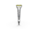 White gold Fancy Yellow Emerald  Solitaire Split Shank Pavé Diamond Engagement Ring_441