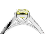 White gold Fancy Yellow Emerald  Solitaire Split Shank Pavé Diamond Engagement Ring_442