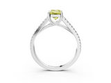 White gold Fancy Yellow Emerald  Solitaire Split Shank Pavé Diamond Engagement Ring_445