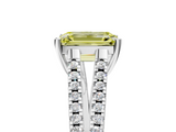 White gold Fancy Yellow Emerald  Solitaire Split Shank Pavé Diamond Engagement Ring_447
