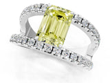 White gold Fancy Yellow Emerald  Solitaire Split Shank Pave Diamond Ring_50