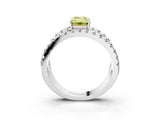 White gold Fancy Yellow Emerald  Solitaire Split Shank Pave Diamond Ring_52