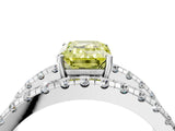 White gold Fancy Yellow Emerald  Solitaire Split Shank Pave Diamond Ring_53