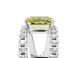 White gold Fancy Yellow Emerald  Solitaire Split Shank Pave Diamond Ring_54