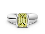 White gold Fancy Yellow Emerald  Solitaire Tension Set Diamond Ring with Wide Band_20
