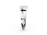 White gold Fancy Yellow Emerald  Solitaire Tension Set Diamond Ring with Wide Band_22