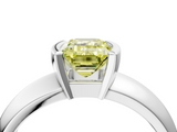 White gold Fancy Yellow Emerald  Solitaire Tension Set Diamond Ring with Wide Band_24