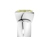White gold Fancy Yellow Emerald  Solitaire Tension Set Diamond Ring with Wide Band_25