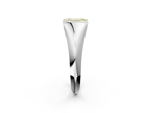White gold Fancy Yellow Emerald  Solitaire Tension Set Diamond Ring