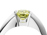 White gold Fancy Yellow Emerald  Solitaire Tension Set Diamond Ring_24