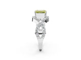 White gold Fancy Yellow Emerald  Solitaire Twist Band Pavé Diamond Engagement Ring_29